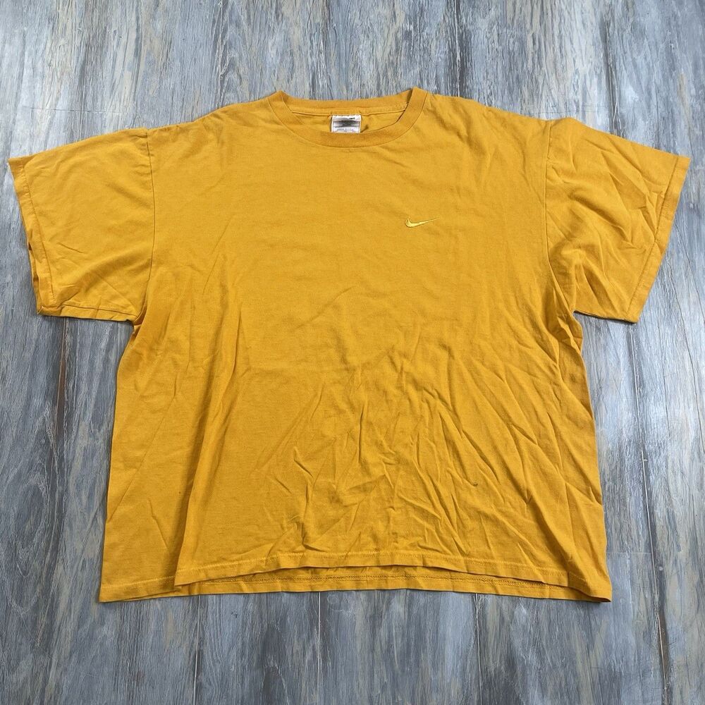 Vintage Nike Swoosh Shirt Mens Size Large Y2K Yellow T-Shirt Essentials
